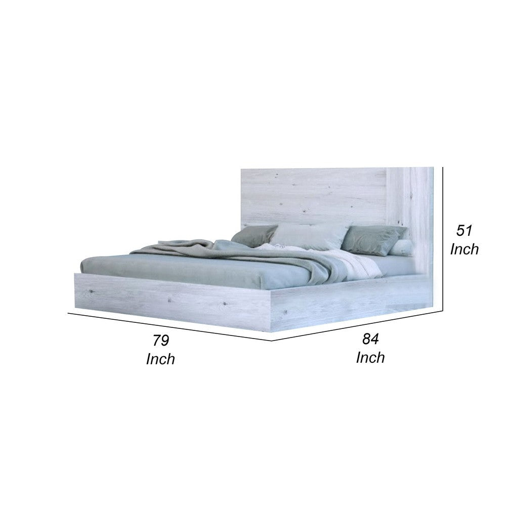 Noe Zid King Size Platform Bed Panel Headboard White Finish Modern By Casagear Home BM317227