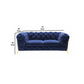 Vigo 74 Inch Loveseat Button Tufted Chesterfield Style Curved Blue Gold By Casagear Home BM317230