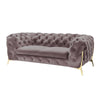 Vigo 74 Inch Loveseat Button Tufted Chesterfield Curved Silver Gold By Casagear Home BM317231