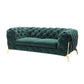 Vigo 74 Inch Loveseat Button Tufted Chesterfield Emerald Green Gold By Casagear Home BM317232