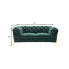 Vigo 74 Inch Loveseat Button Tufted Chesterfield Emerald Green Gold By Casagear Home BM317232