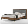 Noe Sia King Size Platform Bed Channel Tufted Upholstery Gray Brown BM317240