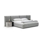 Noe Minn King Size Platform Bed with Gray Upholstered Tufted Wall Headboard By Casagear Home