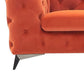 Vigo 74 Inch Loveseat Button Tufted Chesterfield Orange Velour Gold By Casagear Home BM317247