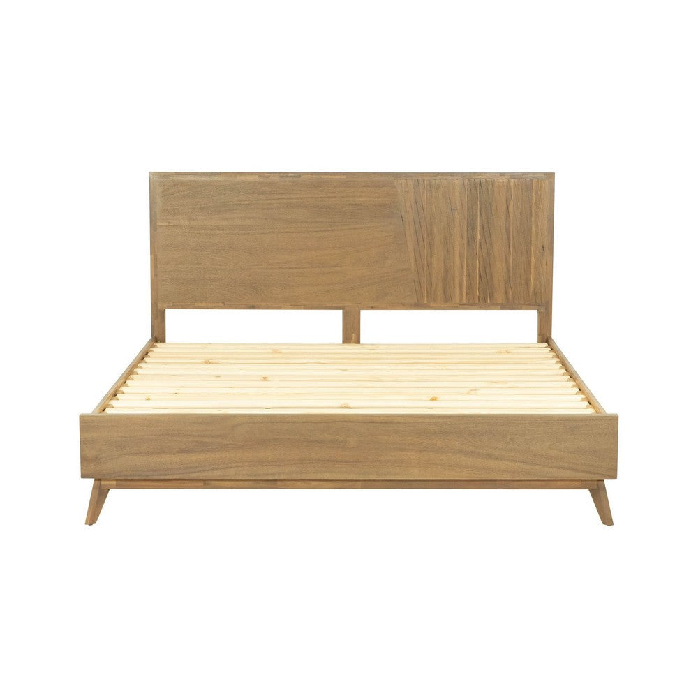 Cid Allie Queen Platform Bed Panel Headboard Walnut Brown Acacia Wood By Casagear Home BM317249