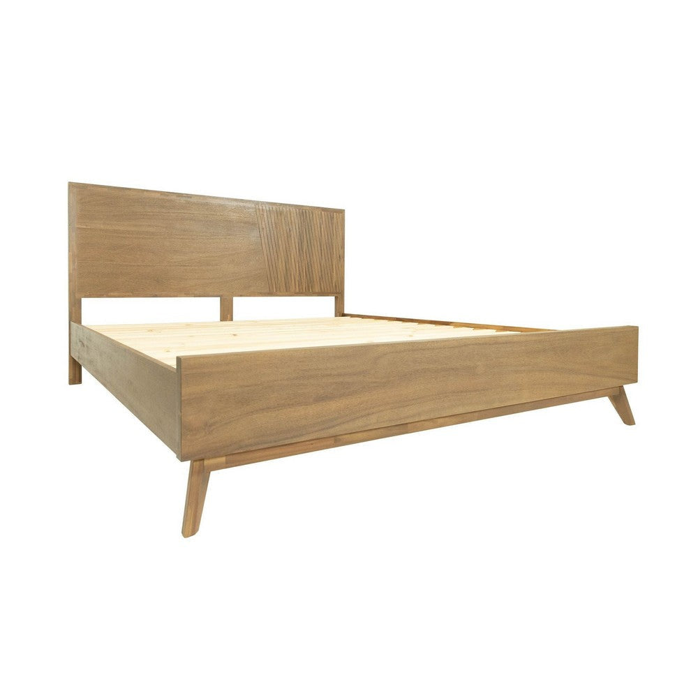 Cid Allie King Platform Bed, Panel Headboard, Walnut Brown Acacia Wood By Casagear Home