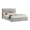 Aki Queen Size Platform Bed Cushioned Upholstery Gray Polyester Walnut By Casagear Home BM317253