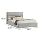 Aki Queen Size Platform Bed Cushioned Upholstery Gray Polyester Walnut By Casagear Home BM317253