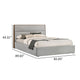 Aki King Platform Bed Cushioned Gray Polyester Upholstery Walnut Brown By Casagear Home BM317254