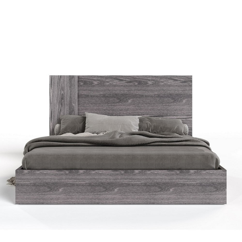 Noe Zid Queen Size Platform Bed Panel Headboard Elm Gray Finish Modern By Casagear Home BM317255