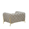 Vigo 50 Inch Accent Chair Chesterfield Button Tufted Design Gold Beige By Casagear Home BM317258