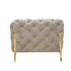 Vigo 50 Inch Accent Chair Chesterfield Button Tufted Design Gold Beige By Casagear Home BM317258