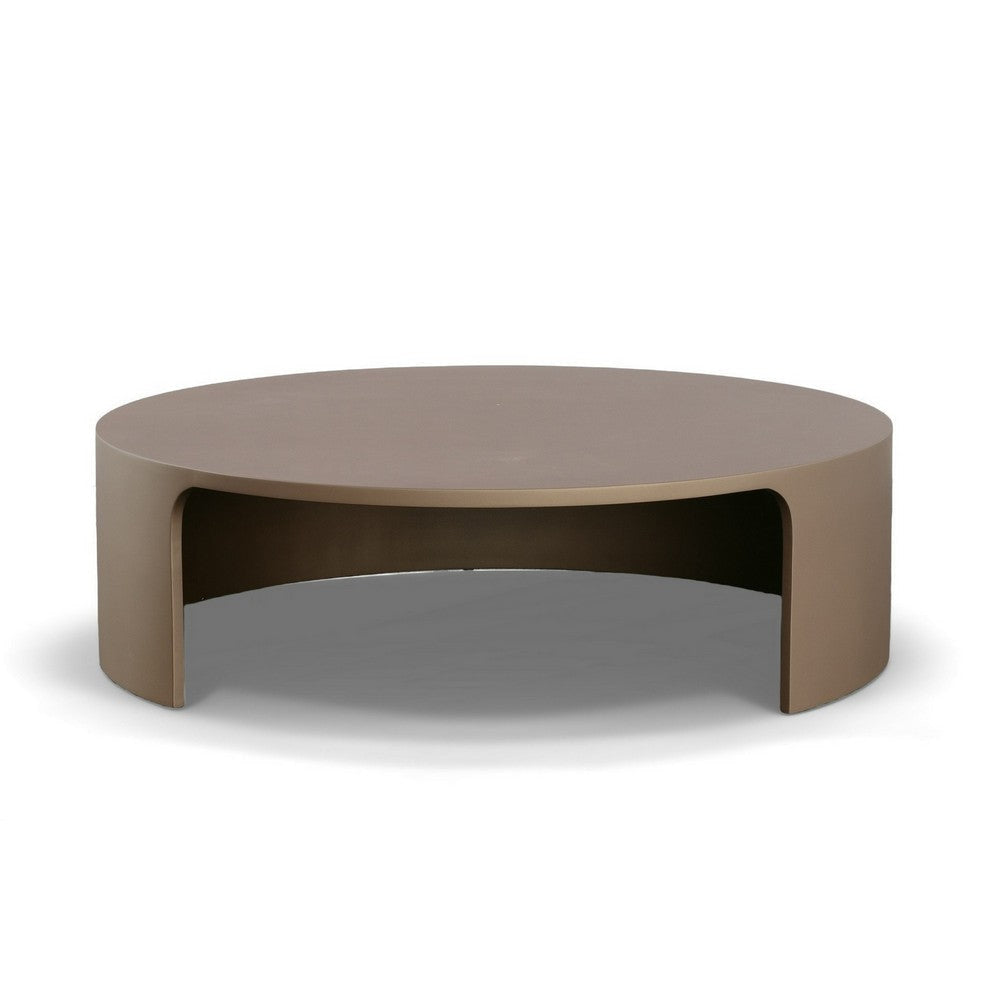 Cid Cody Coffee Table 44 Inch Round Top Modern Low Profile Copper Brown By Casagear Home BM317260