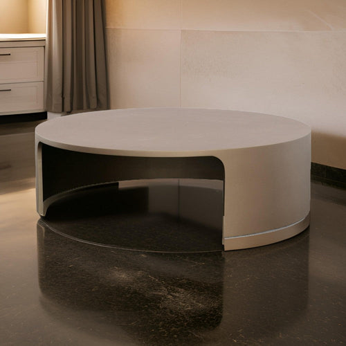 Cid Cody Coffee Table, 44 Inch Round Top, Modern Low Profile, Copper Brown By Casagear Home