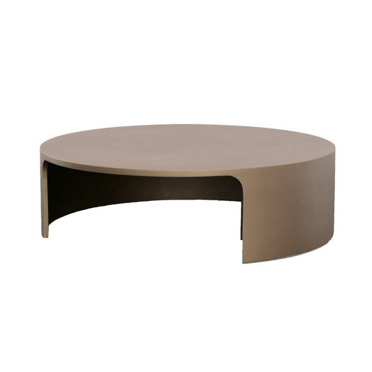 Cid Cody Coffee Table, 44 Inch Round Top, Modern Low Profile, Copper Brown By Casagear Home