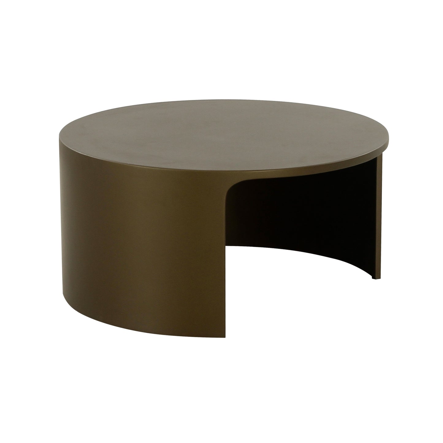 Cid Cody Coffee Table, 32 Inch Round Top, Open Base, Olive Brown Finish By Casagear Home