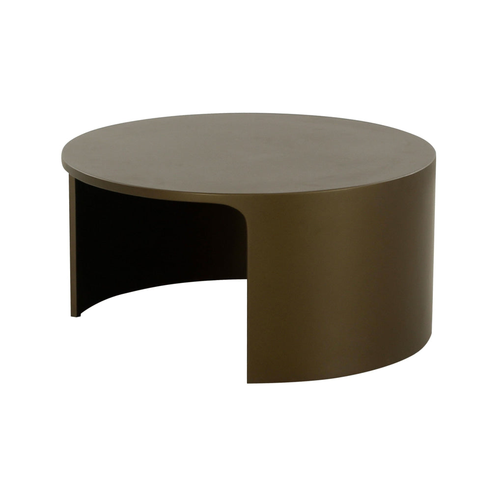 Cid Cody Coffee Table, 32 Inch Round Top, Open Base, Olive Brown Finish By Casagear Home