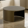 Cid Cody Coffee Table, 32 Inch Round Top, Open Base, Olive Brown Finish By Casagear Home