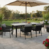 Eni 79 Inch Outdoor Dining Table, Natural Gray Concrete, Acacia Wood, Black By Casagear Home