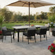 Eni 79 Inch Outdoor Dining Table, Natural Gray Concrete, Acacia Wood, Black By Casagear Home