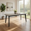 Eni 79 Inch Outdoor Dining Table, Natural Gray Concrete, Acacia Wood, Black By Casagear Home