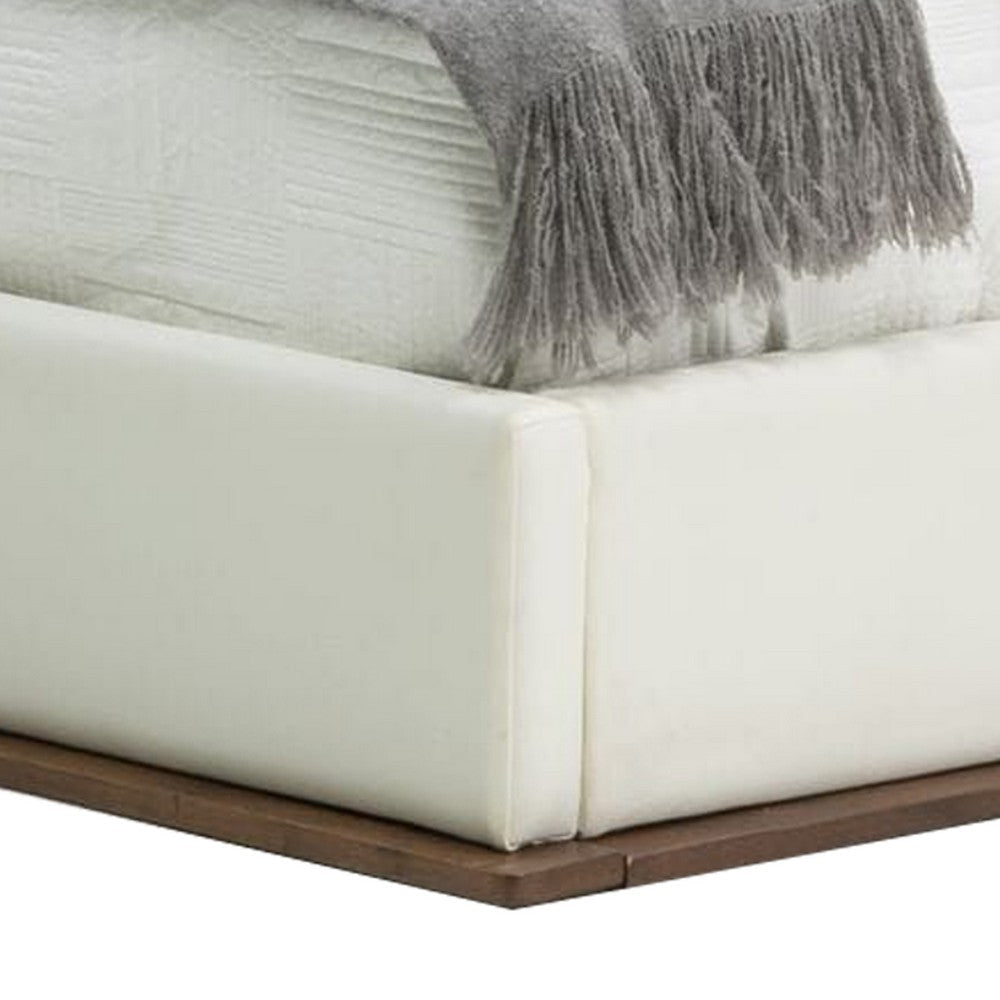 Cid Jess Queen Platform Bed White Tufted Faux Leather Walnut Brown By Casagear Home BM317264