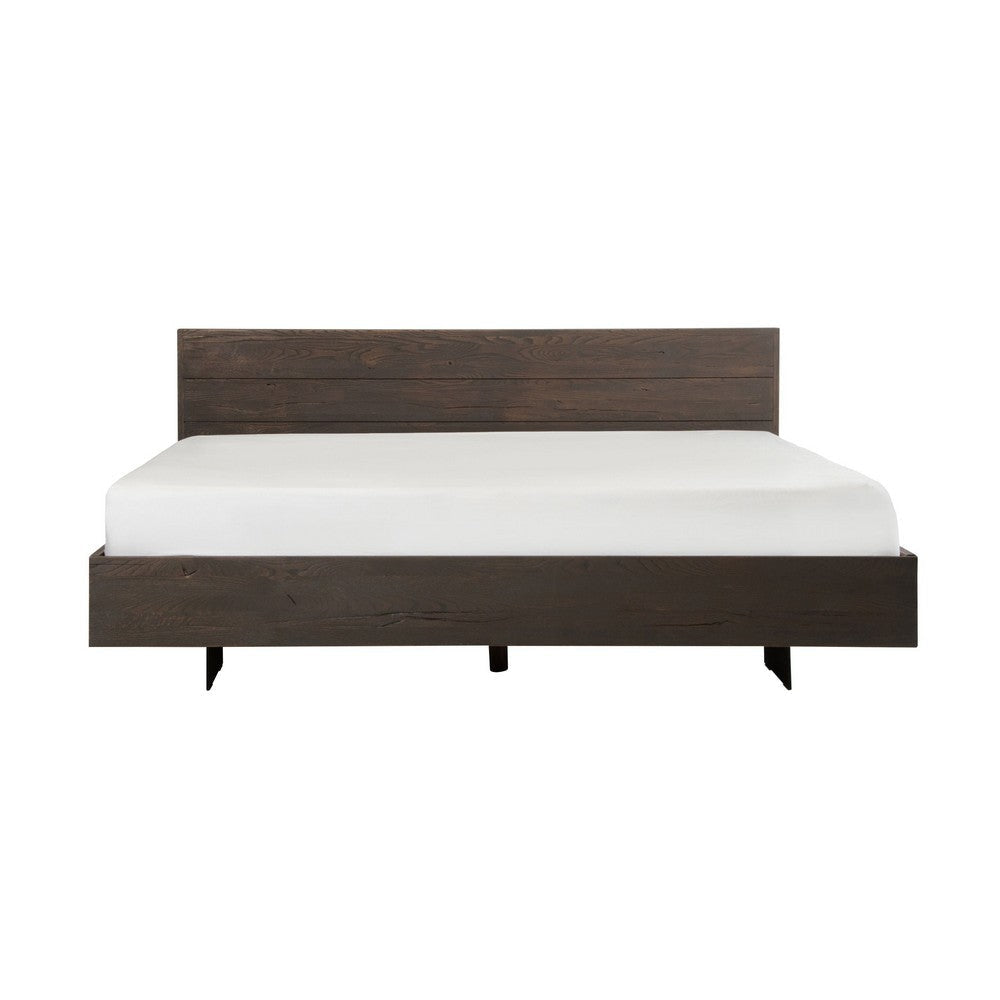 Sano Queen Platform Bed Solid Aged Oak Panel Dark Brown Oil Rubbed Finish By Casagear Home BM317268