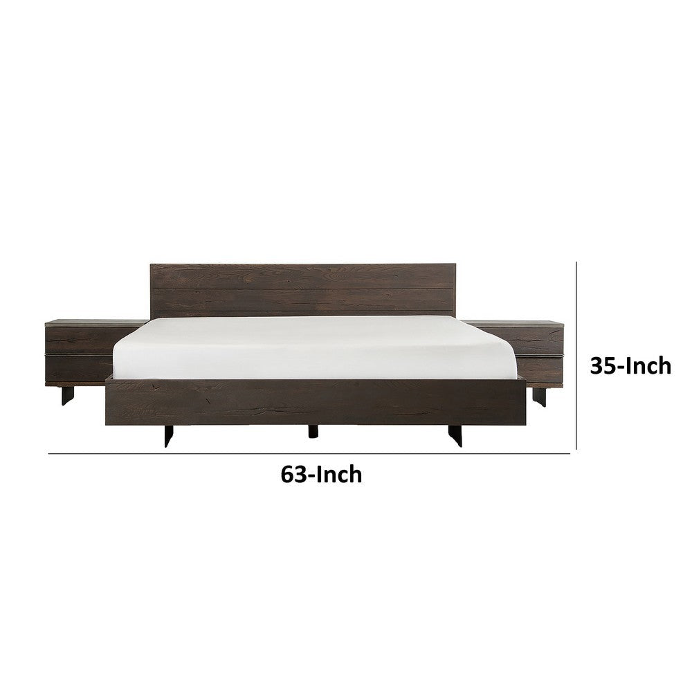 Sano King Platform Bed Solid Aged Oak Panel Dark Brown Oil Rubbed Finish By Casagear Home BM317269