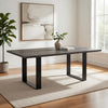 87 Inch Dining Table, Rectangular Top, Open Metal Panel, Gray Oak, Black By Casagear Home