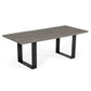 87 Inch Dining Table, Rectangular Top, Open Metal Panel, Gray Oak, Black By Casagear Home