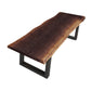 Cid Xue 79 Inch Dining Bench Brown Live Edge Rectangular Top Black Metal By Casagear Home BM317285