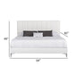 Noe Sip Queen Size Bed White Tufted Italian Vegan Leather Chrome Steel By Casagear Home BM317288