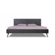Ian Queen Size Bed with Tall Headboard Gray Elm Veneer Black Metal Legs By Casagear Home BM317289