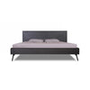 Ian Queen Size Bed with Tall Headboard Gray Elm Veneer Black Metal Legs By Casagear Home BM317289