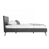 Ian Queen Size Bed with Tall Headboard Gray Elm Veneer Black Metal Legs By Casagear Home BM317289