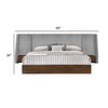 Nie Queen Bed Gray Upholstered Wide Wall Headboard Walnut Brown Wood By Casagear Home BM317290