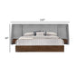 Nie King Size Bed Gray Upholstered Wide Wall Headboard Walnut Brown Wood By Casagear Home BM317291