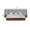 Nie King Size Bed Gray Upholstered Wide Wall Headboard Walnut Brown Wood By Casagear Home BM317291