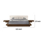 Nia Queen Size Bed White Faux Leather Walnut Brown Low Profile Platform By Casagear Home BM317296