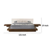 Nia Queen Size Bed White Faux Leather Walnut Brown Low Profile Platform By Casagear Home BM317296