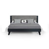 Pio Queen Size Bed Gray Upholstered Headboard Black Rubberwood Bed By Casagear Home BM317299