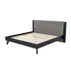 Pio Queen Size Bed Gray Upholstered Headboard Black Rubberwood Bed By Casagear Home BM317299