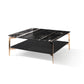 Rin 29 Inch Modern Coffee Table Square Black Marble Top with Shelf Gold By Casagear Home BM317303