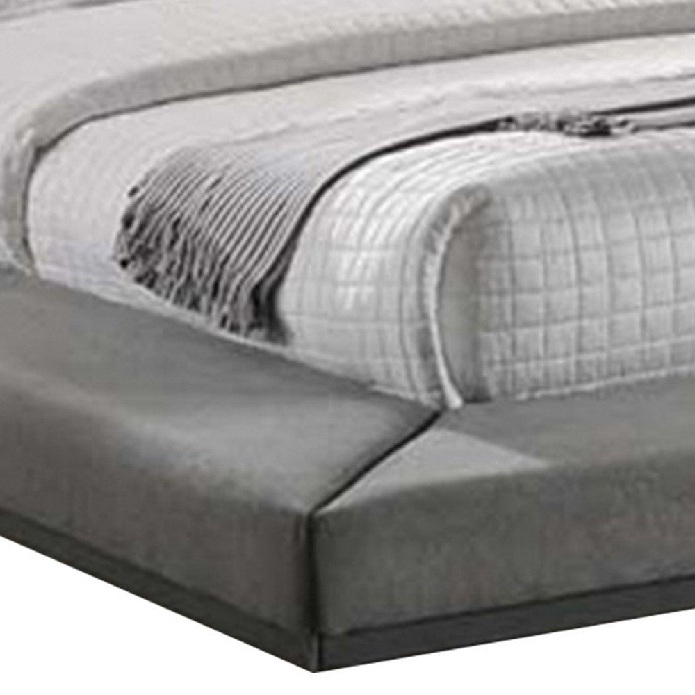 Noe Ruby King Bed Low Height with Built in Nightstands Gray Upholstery By Casagear Home BM317308