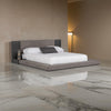 Noe Ruby King Bed Low Height with Built in Nightstands Gray Upholstery By Casagear Home BM317308