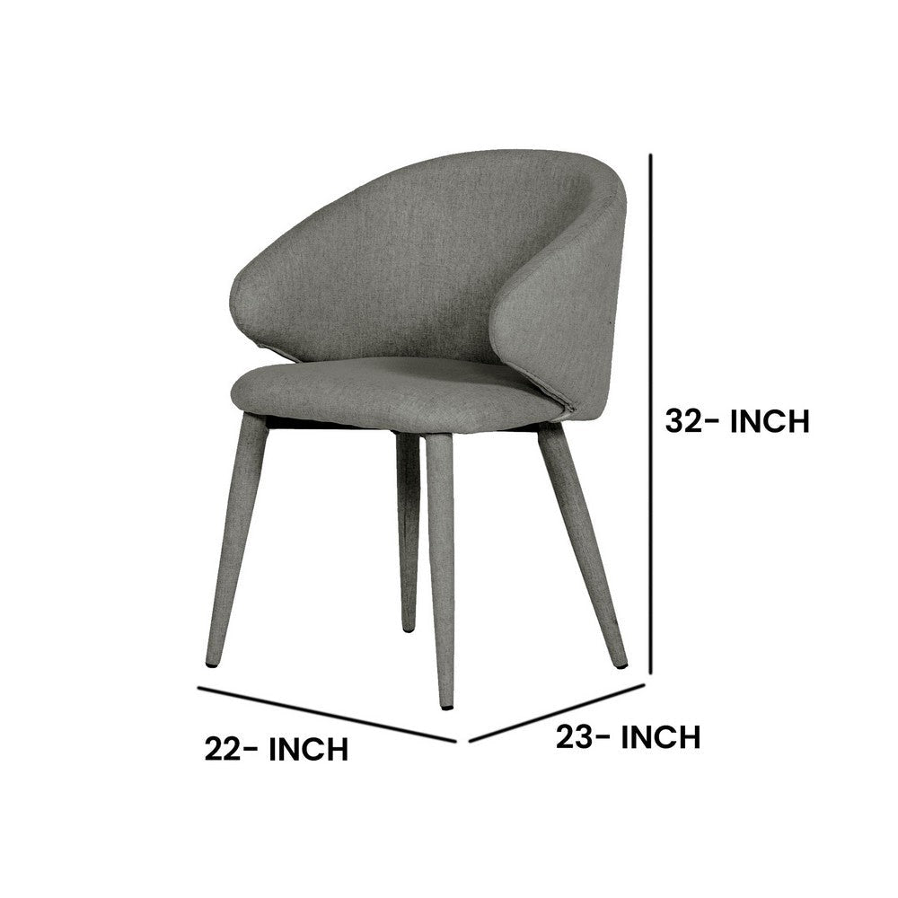 22 Inch Dining Side Chair Set of 2 Wingback Plush Gray Linen Upholstery By Casagear Home BM317316