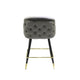 26 Inch Counter Stool Chair Set of 2 Gray Velvet Curved Back Black Gold By Casagear Home BM317320