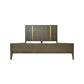 Cid Ohio Queen Size Platform Bed, Panel Headboard with Gold Accents, Brown By Casagear Home