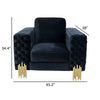 Reno Rio 45 Inch Accent Chair Square Arms Plush Black Velvet Gold By Casagear Home BM317323