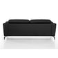 Reno Mave 80 Inch Sofa Chrome Flared Arms Plush Black Top Grain Leather By Casagear Home BM317326